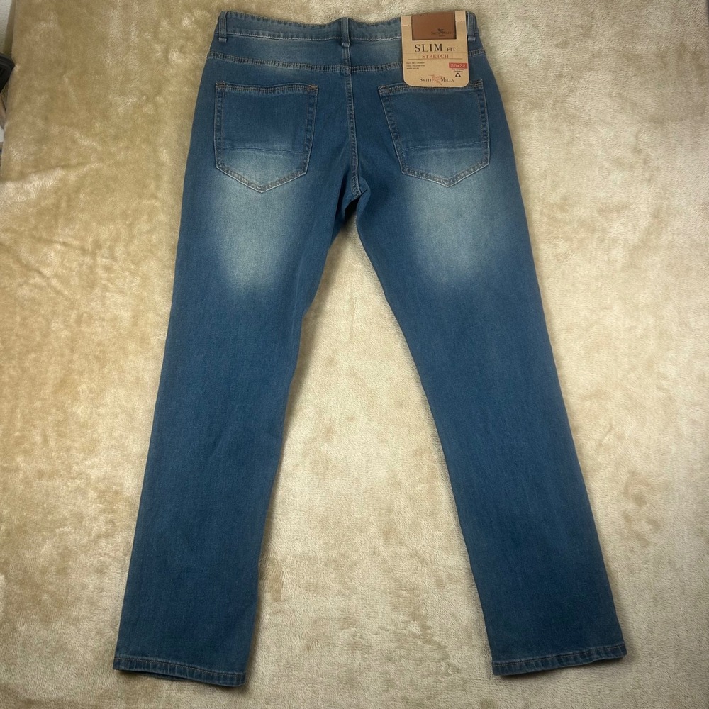 Smith & Mills Mens Slim Fit Stretch Jeans Golden Tint Blue 36x32 SM-11000225 NWT - Picture 7 of 9